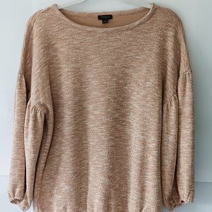 ANN TAYLOR Tan & White Tunic With Puffy Sleeves Size S